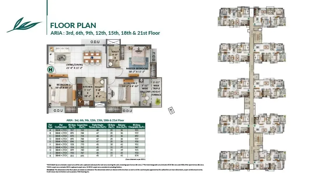 Merlin Avana 3 BHK floor plan