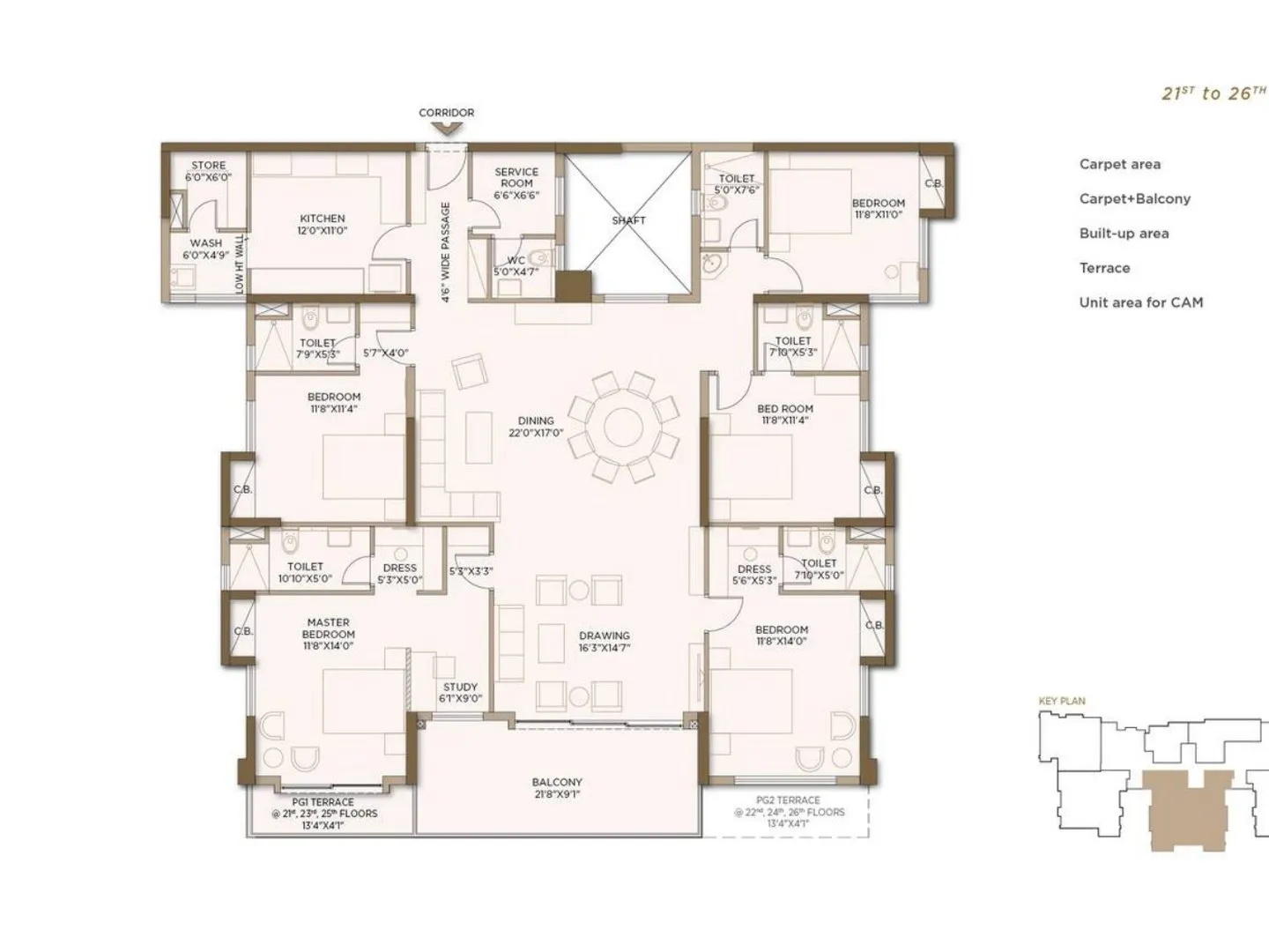 Unit plan of a 5 BHK residence