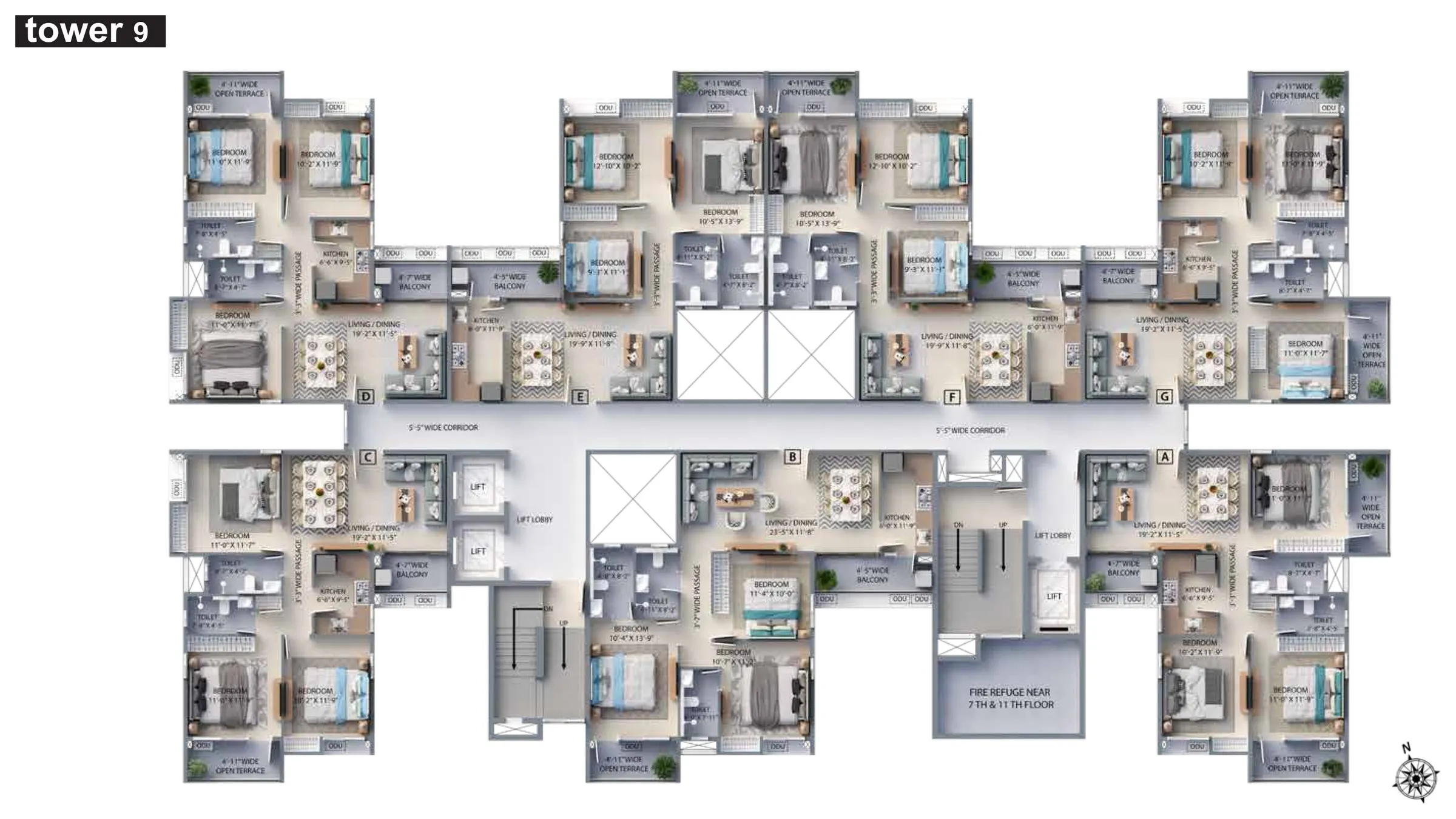 Tower 9 typical floor plan