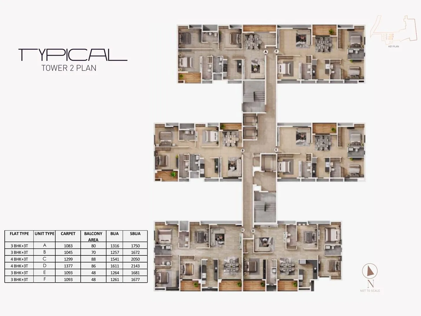 Typical floor plan of Tower 2