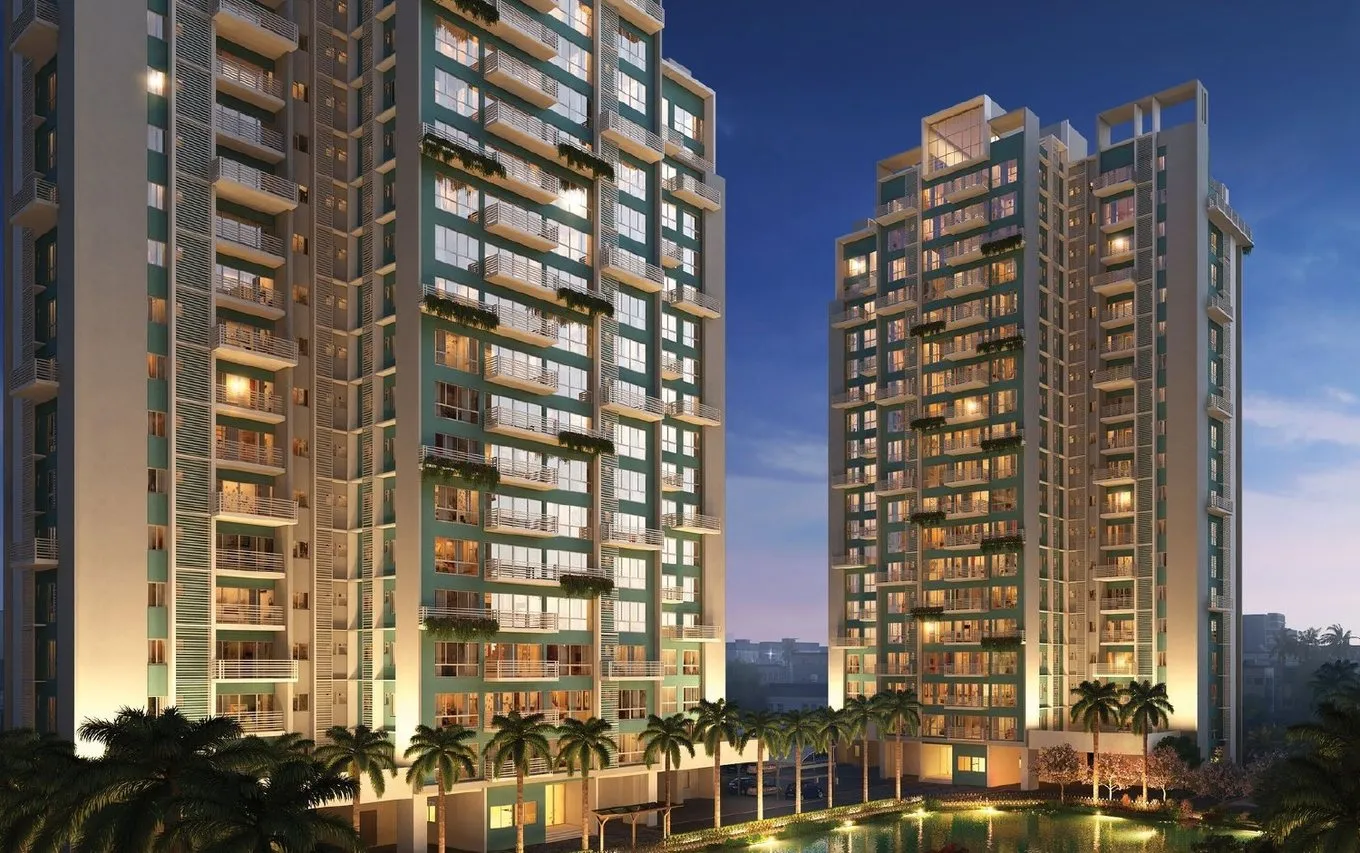 Morya towers at dusk with landscaped boulevards