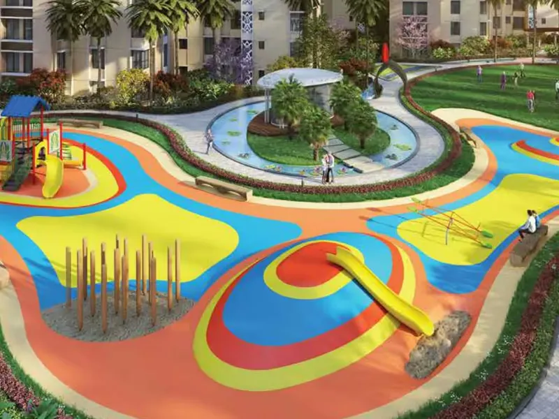 Kids' play area beside the podium lawns