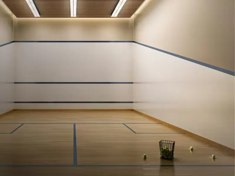 Indoor squash court in the clubhouse