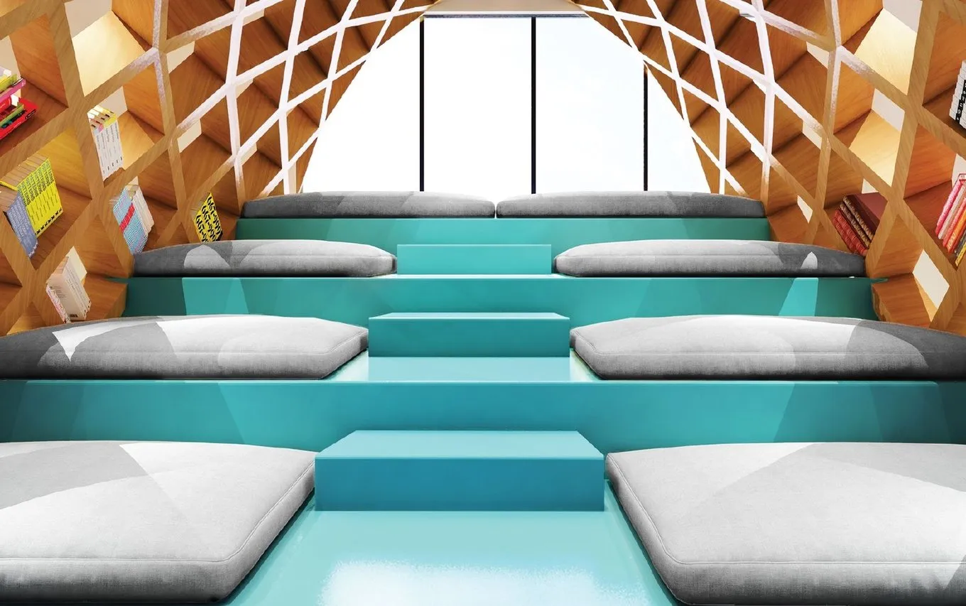 Library with stepped seating