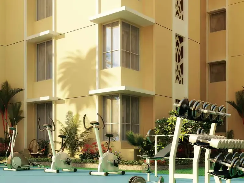 Outdoor gym at the foot of the towers