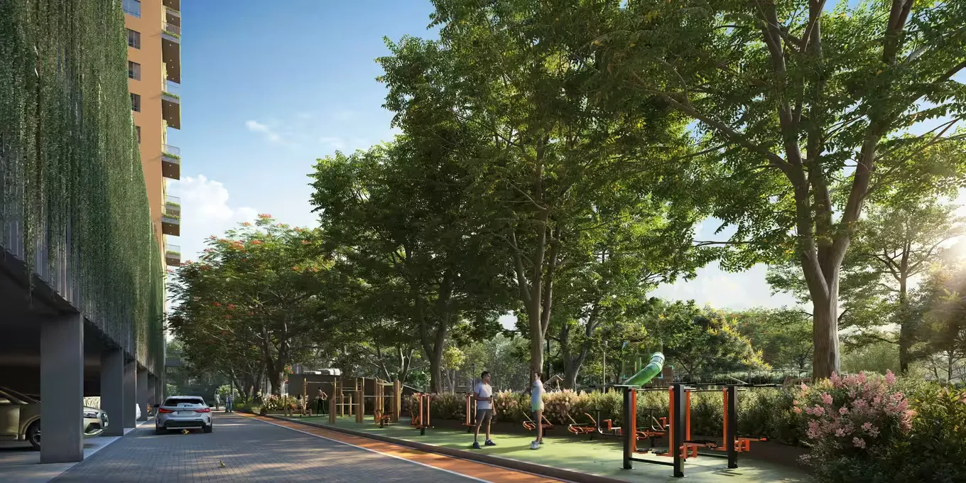Outdoor fitness zone and sit-out
