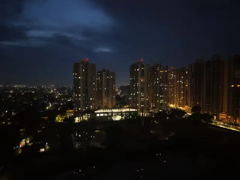 Township skyline at night from the riverside