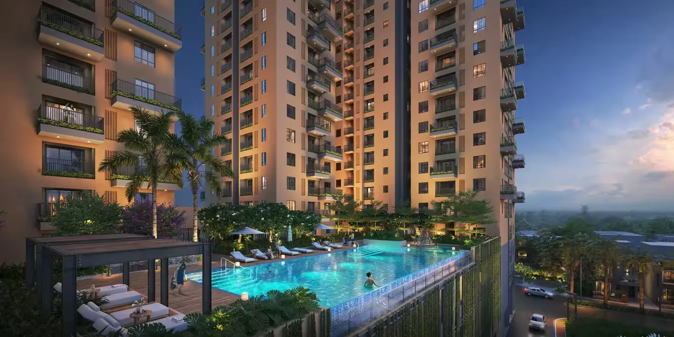 Podium garden with infinity pool