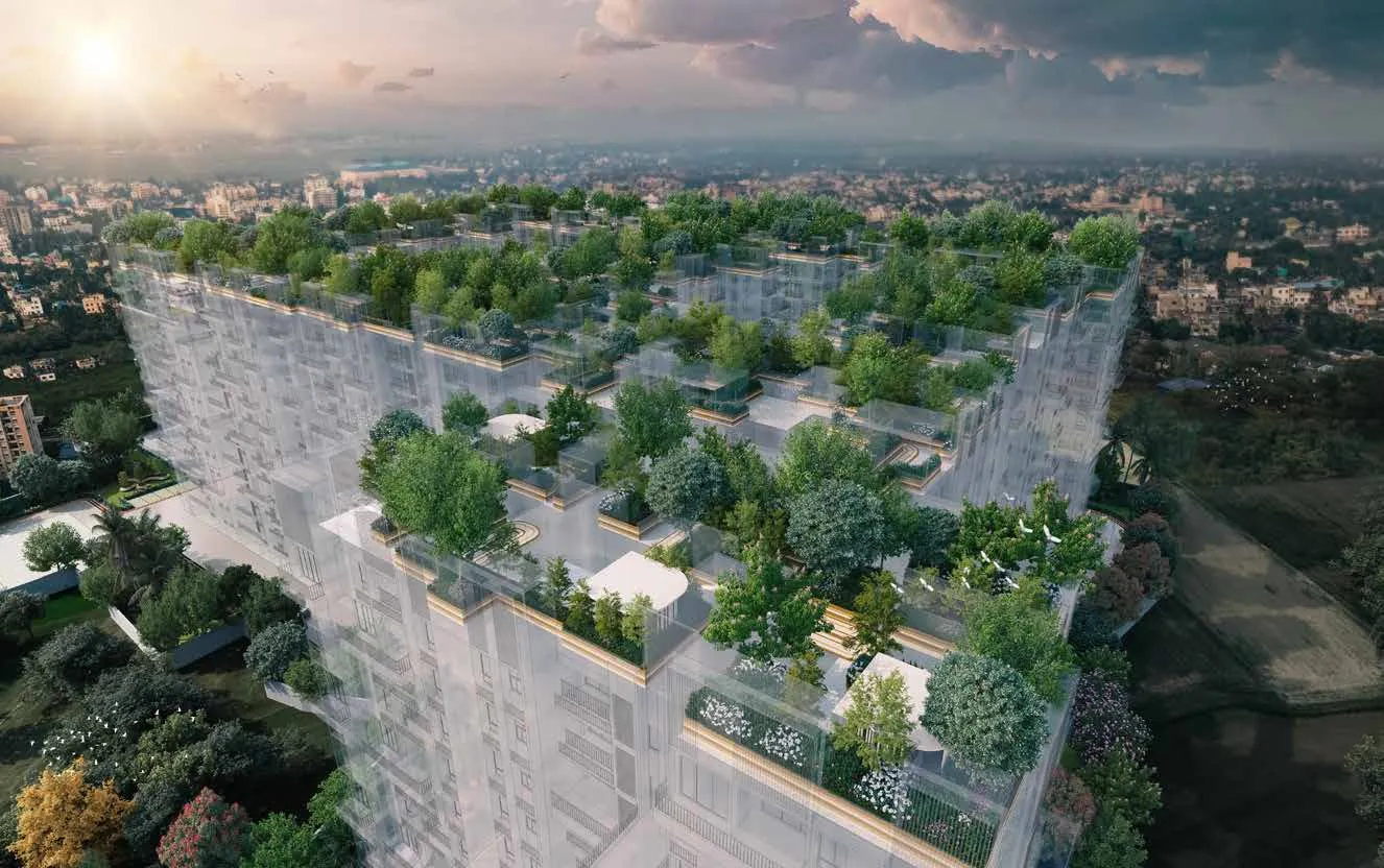 Aerial view of the rooftop forest