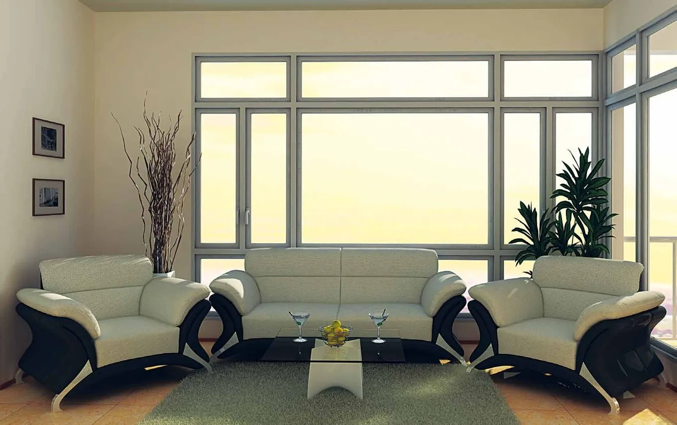 Living room with wide windows