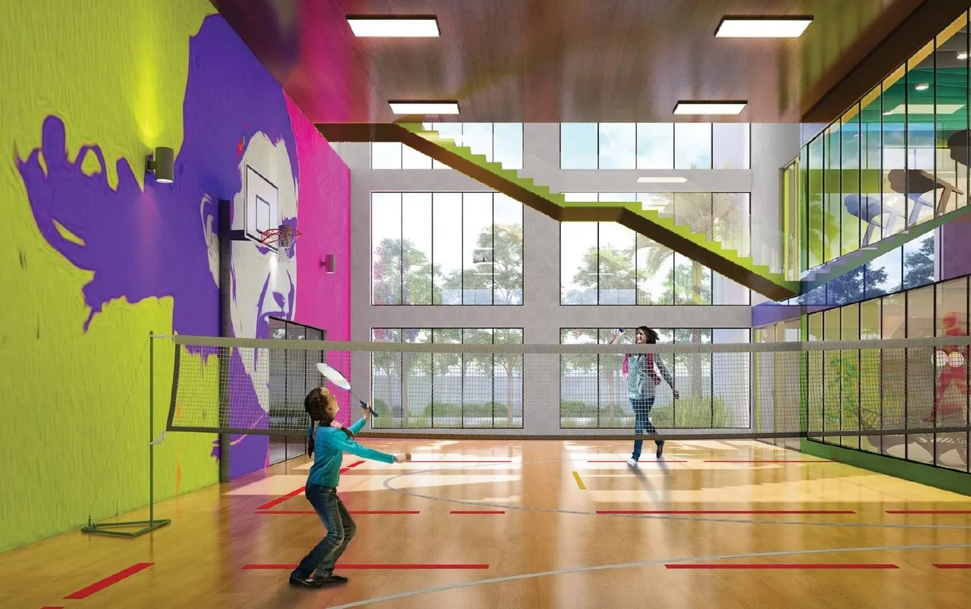Indoor badminton court